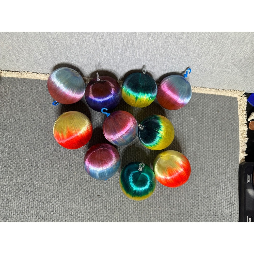 VTG Satin Ombré Sheen Christmas Ornaments 10 w/hooks 7 w/no hooks Holiday Festiv